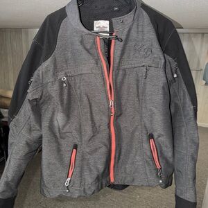 Harley-Davidson Women's Gray and Black Utility Jacket with Red Zipper